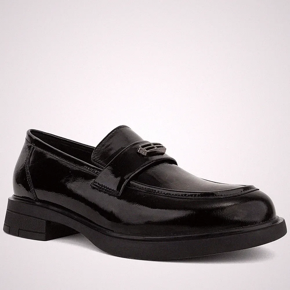 Santino Milano Damen Schwarze Leder Loafer Elegant SAN6582-25208BLK