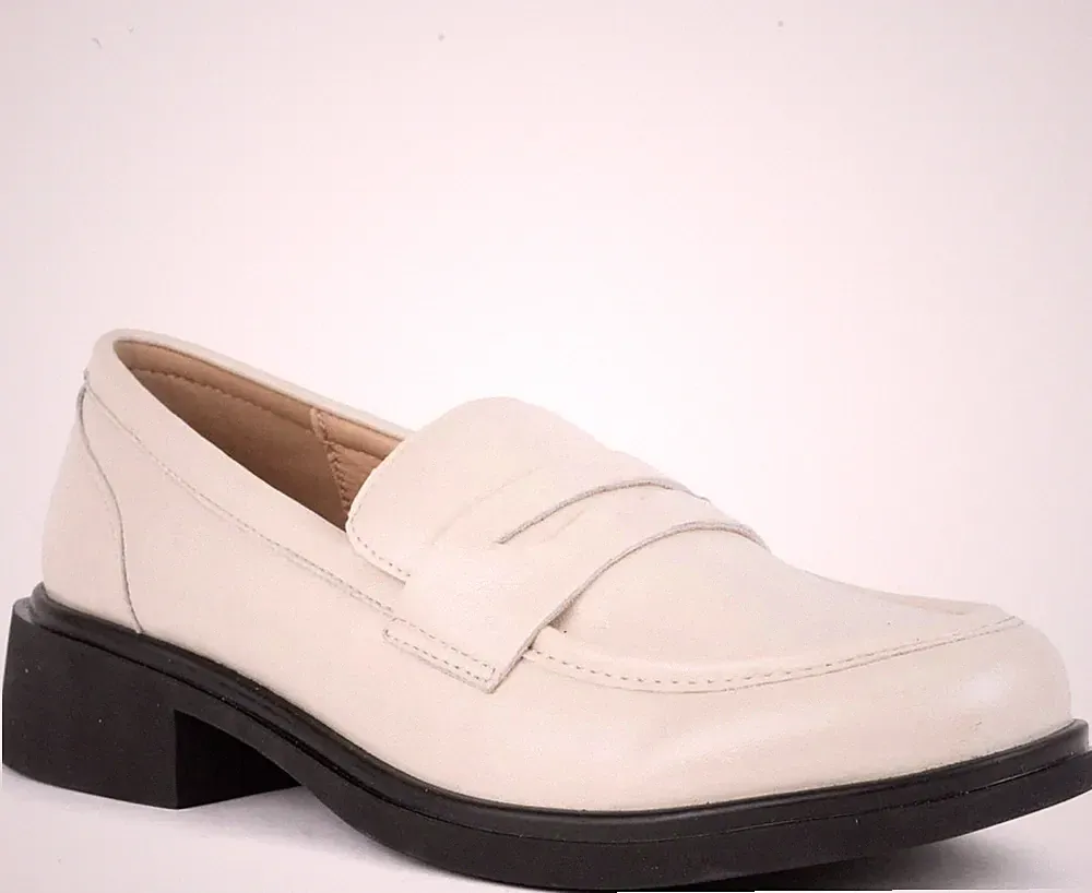 Santino Milano Damen Weiße Leder Loafer Elegant SAN602625117