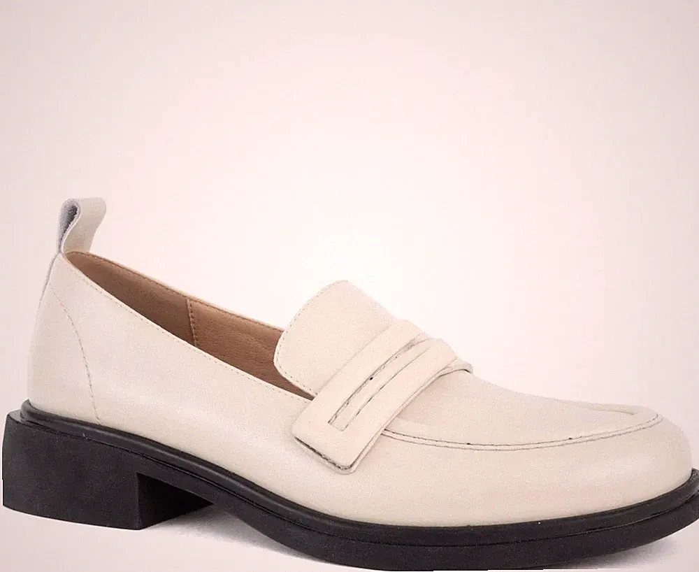 Santino Milano Damen Weiße Leder Loafer Elegant SAN602625118