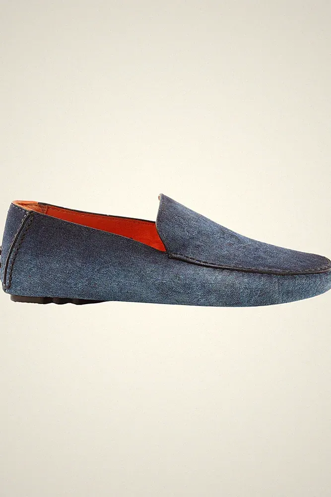 SANTONI BLAUE HERREN WILDLEDER HALBSCHUHE EU 41,5 UK 8,5 US 11,5