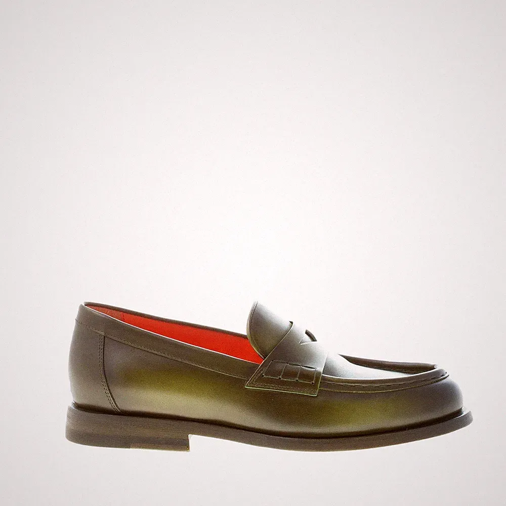 SANTONI Damenschuhe Halbschuh Penny aus hochwertigem Leder Antik Hand Grün