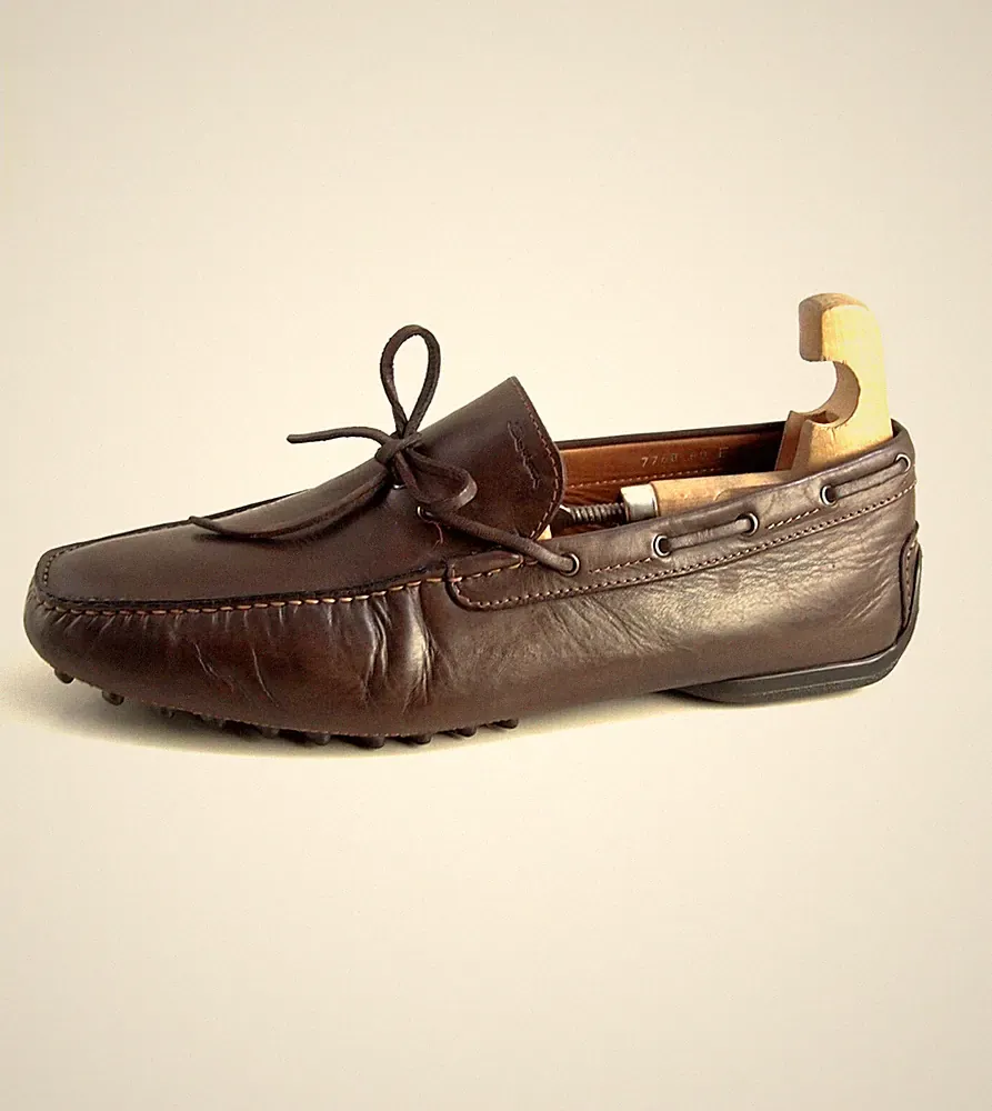 Santoni Driving Loafers Braunes Leder Herren Schuhe Größe Eu 43.5 F US 10.5