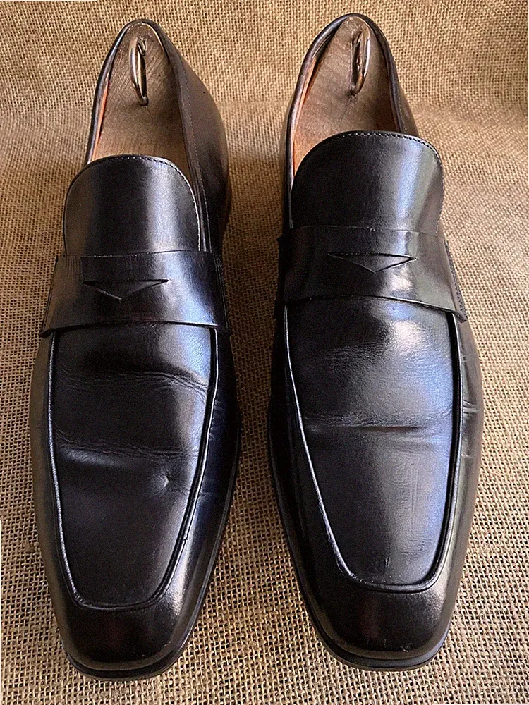 Santoni dunkelbraune Leder Penny Loafer Größe UK 7,5 || US 8,5 D