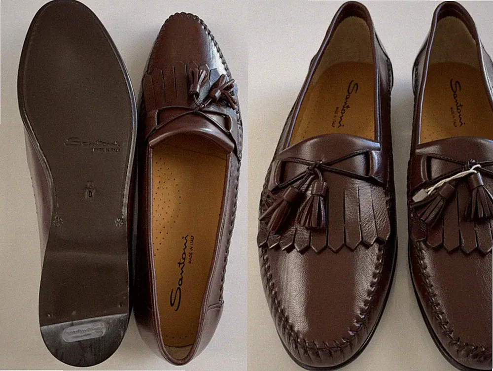 SANTONI FORESTER Kiltie Tassel Loafer Mokassins Schuhe Slippers Slip-Ons Rare 47