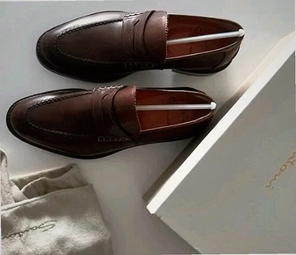 Santoni Halbschuhe Leder Brown Leder - Größe 41 EU / 61/2 UK - NEUWERTIG