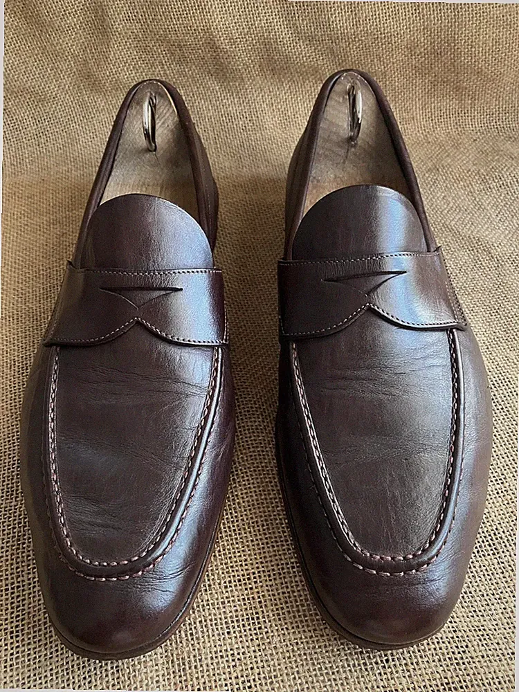 Santoni Herren Braun Leder Penny Halbschuhe Größe UK 7 || US 8