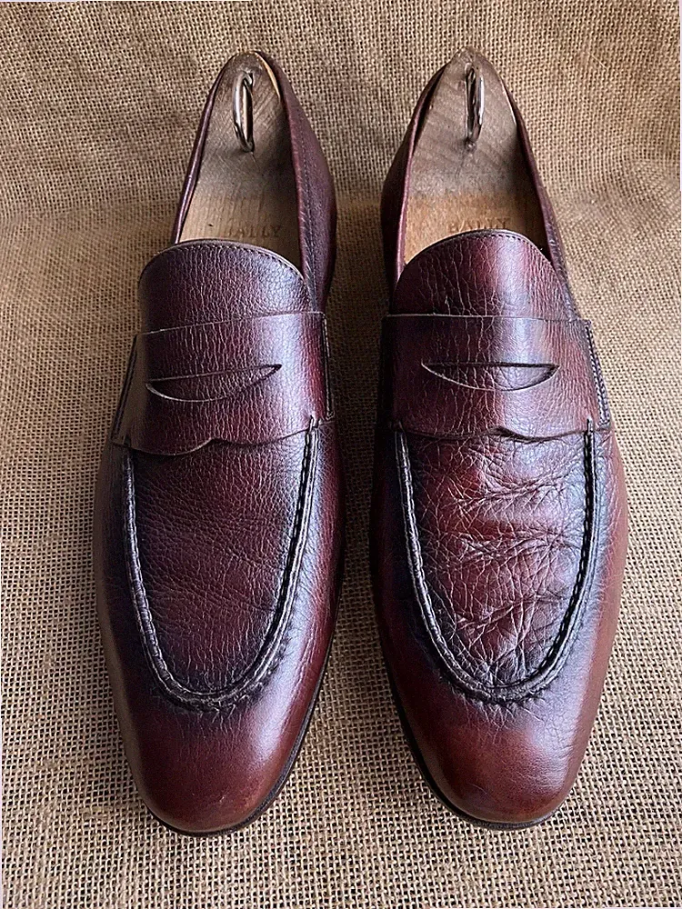 Santoni Herren Braun Leder Slipper Penny Halbschuhe Größe UK 8,5 || US 9,5