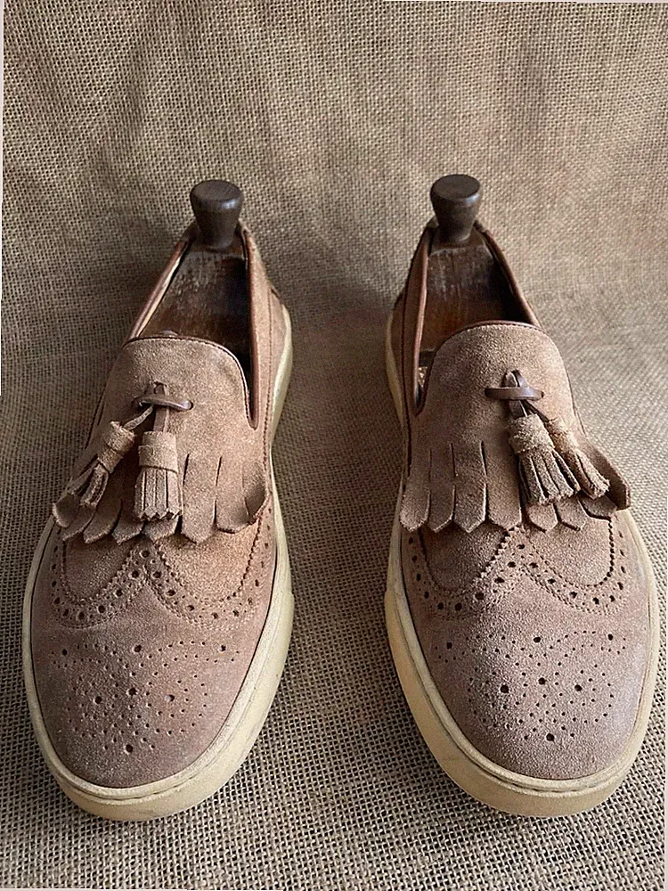 Santoni Herren Braun Wildleder Freizeit Halbschuhe Größe UK 9,5 || US 10,5