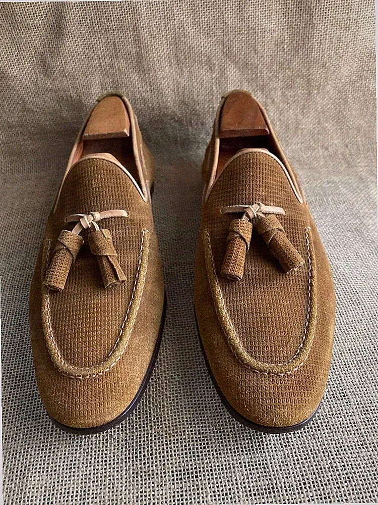 Santoni Herren Braun Wildleder Quaste Halbschuhe Größe UK 6,5 F || US 7,5