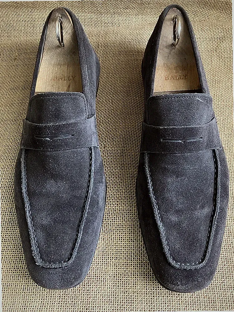 Santoni Herren Dunkelgrau Wildleder Slipper Penny Halbschuhe Größe UK 7,5 F |...