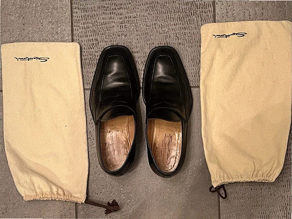 Santoni Herren Halbschuh Größe 6 (39) schwarz