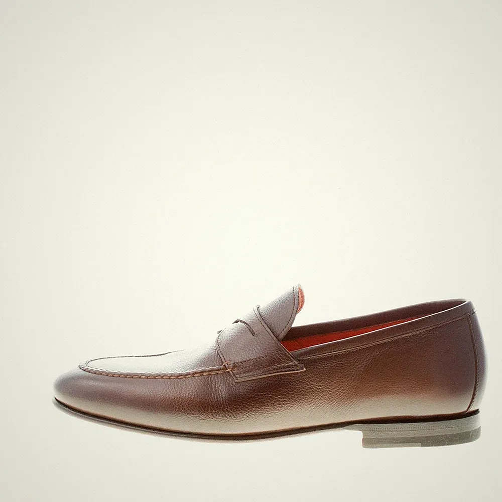 SANTONI herren schue braun degradé leder klassische loafer Luxury flex sohle
