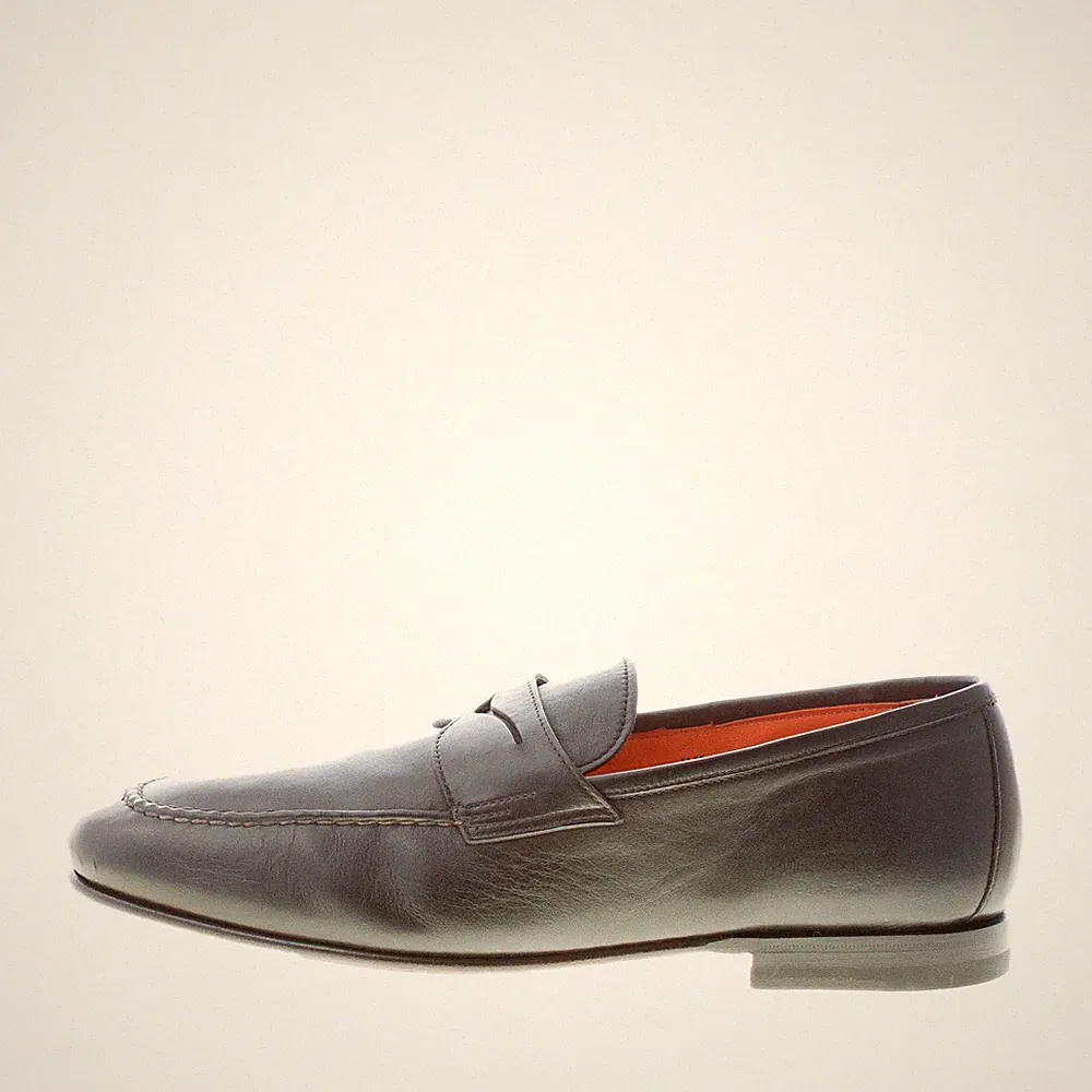 SANTONI herren schue schwarz leder penny loafer Luxury flex sohle