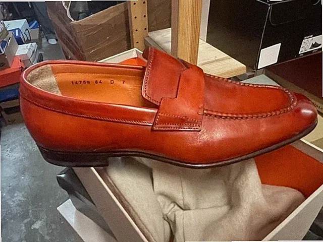 Santoni Herren Schuhe Loafer Oxford Original Gr: 41 / 7 Braun elegant sportlich