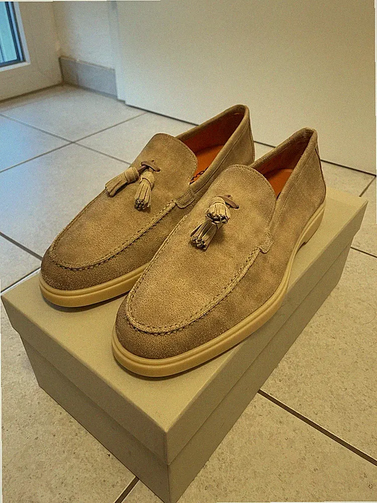 Santoni Herren Tassel Loafer Slipper Summer Walks 41 UK 7 Grau Taupe Churchs