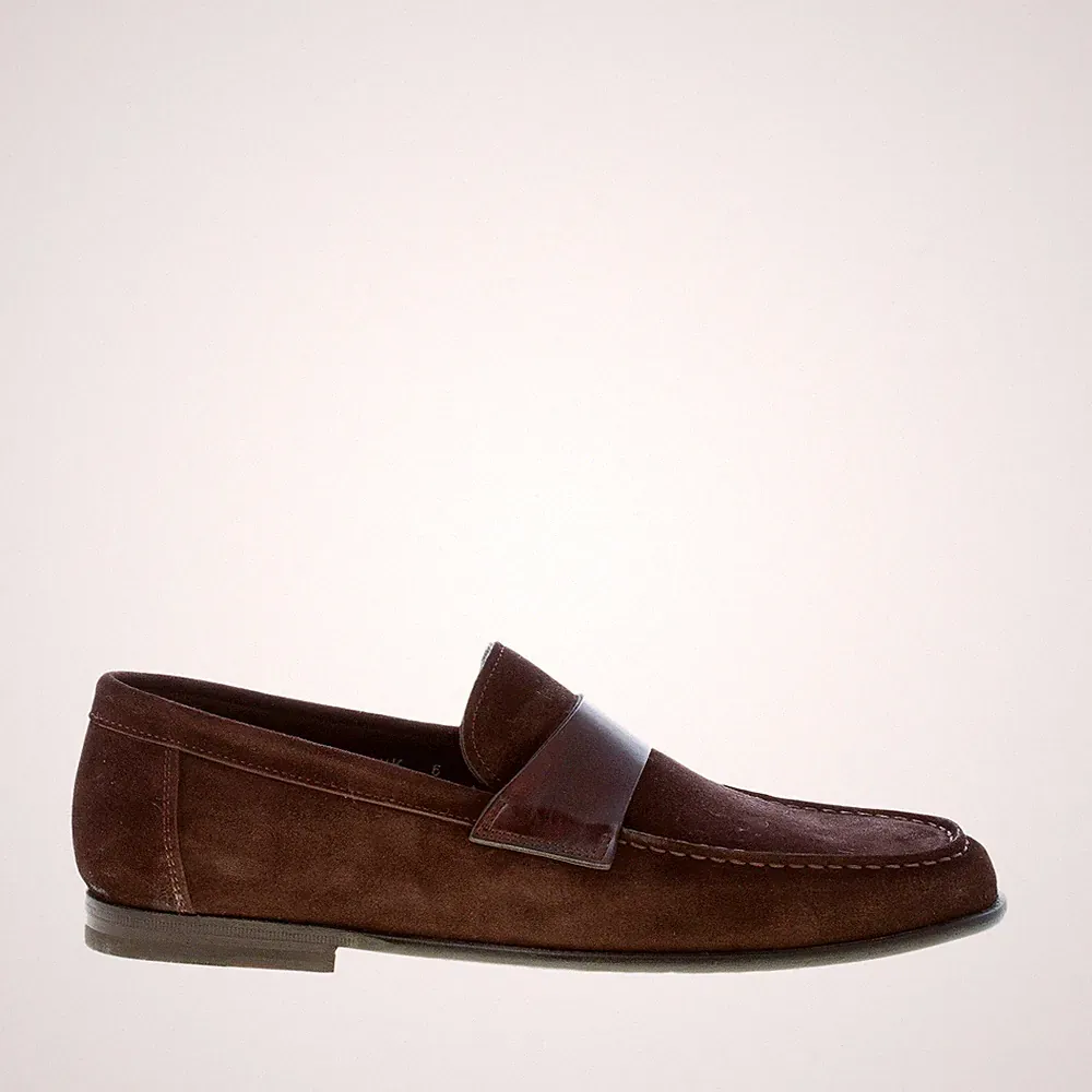 SANTONI Herrenschuhe Halbschuh aus edlem braunem Wildleder mit Maske