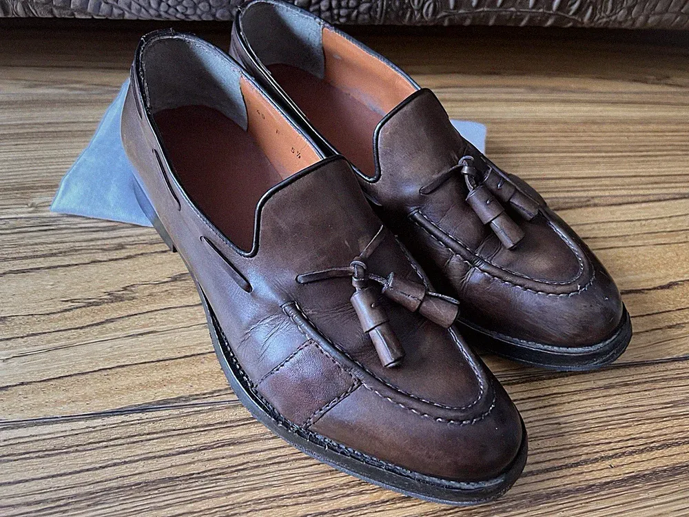Santoni Loafer Hand Made Schuhe EU 39,5 UK 5,5 komplett repariert
