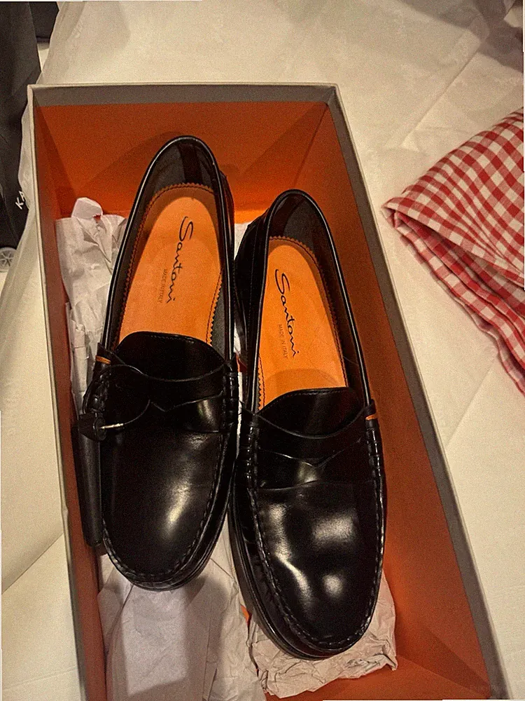 Santoni Loafer Herren Gr. 40,5 – Schwarz – Made in Italy