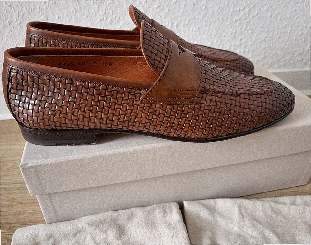 Santoni Loafer mit Webmuster Gr. 44.5 / 10.5