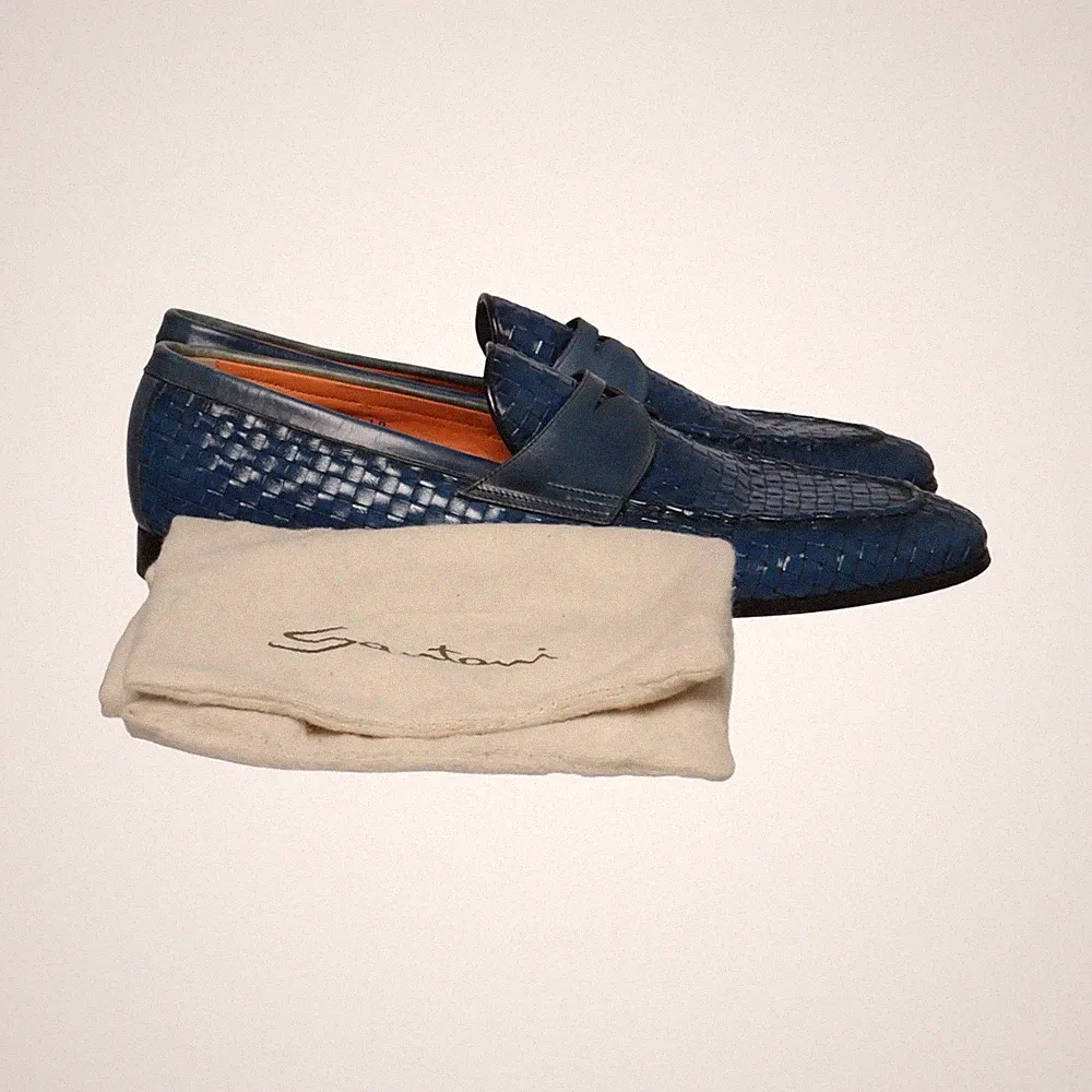 Santoni, Loafers, Größe: 44 1/2, Leder, Blau, Herren #krk