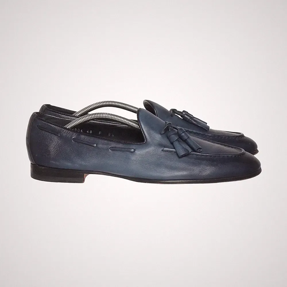 Santoni, Loafers, Größe: 44, Leder, Blau, Herren #PCE