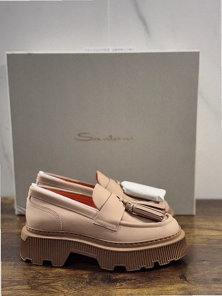 Santoni Mocassino Frau Haut Beige Quasten Luxury Casual Loafer Santoni 37.5