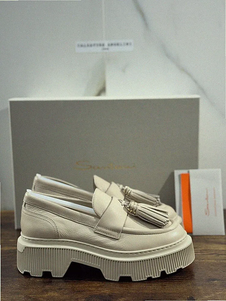 Santoni Mocassino Frau Haut Creme Quasten Luxury Casual Loafer Santoni 36