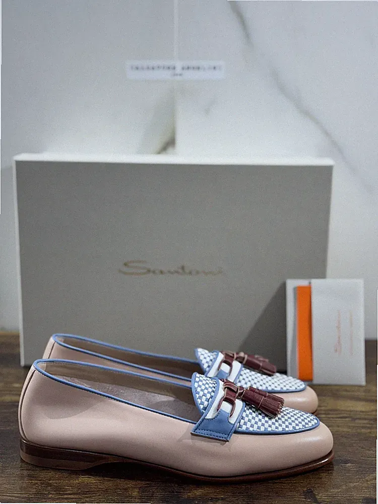 Santoni Mocassino Frau Haut Puder Quasten Casual Loafer Santoni 40.5