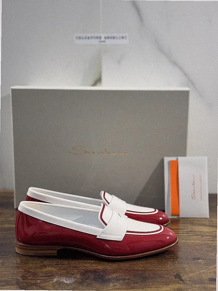 Santoni Mocassino Frau Haut Rot Bicolor Luxury Casual Loafer Santoni 36