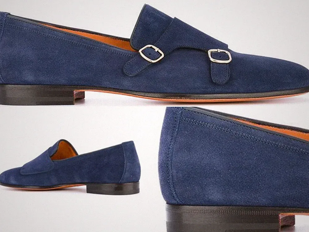 SANTONI Monkstrap Loafers Double Monk Doppelmonk Schuhe Slippers Slip-Ons 41,5