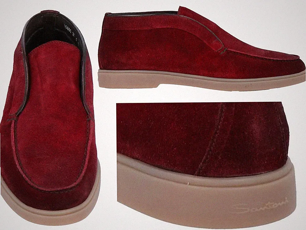 Santoni Open Walk Suede Shoes Loafers Ankle Boots Slip-on Mokassins Schuhe 41
