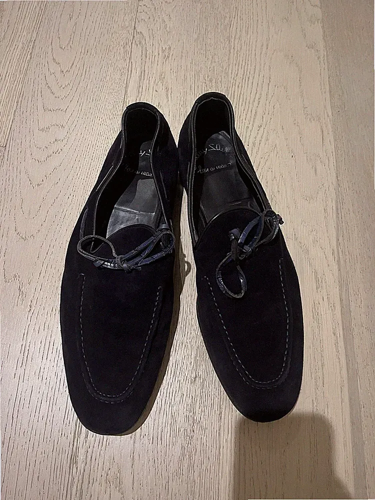 SANTONI TASSEL LOAFERS SUEDE SIZE Eu 10 -44