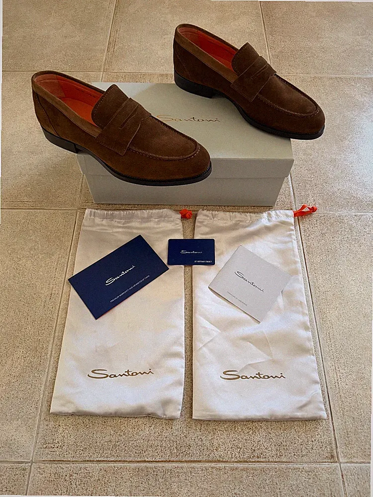 Santoni Wildleder PENNY Braun Halbschuhe Halbschuhe 42 EU 8 UK(9 US) Luxus 890€ MadeInIT