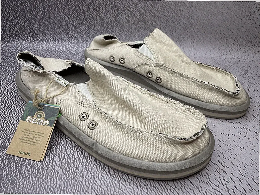Sanuk Herren Sidewalk Surfer St Hemp Beige Schuhe Größe US 11 UK 10 EU 44