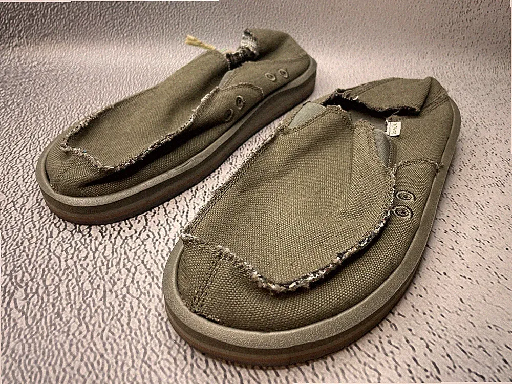 Sanuk Herren Vagabond St Hanf Grün Khaki Schuhe Größe US 10 UK 8 EU 43