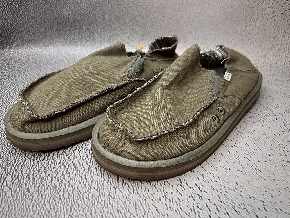 Sanuk Herren Vagabond St Hanf Grün Khaki Schuhe Größe US 11 UK 10 EU 44