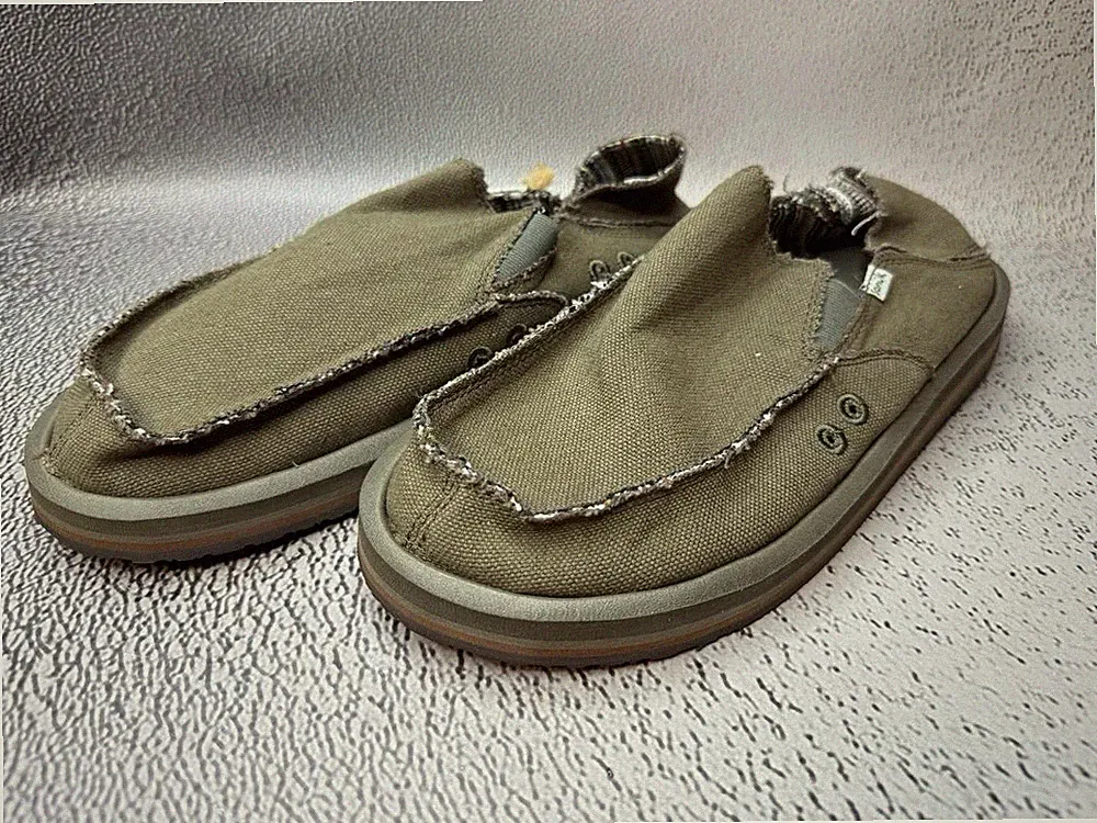 Sanuk Herren Vagabond St Hanf Grün Khaki Schuhe Größe US 11 UK 10 EU 44