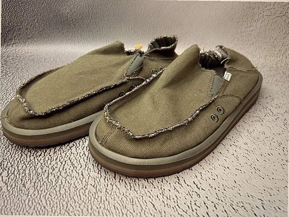 Sanuk Herren Vagabond St Hanf Grün Khaki Schuhe Größe US 11 UK 10 EU 44