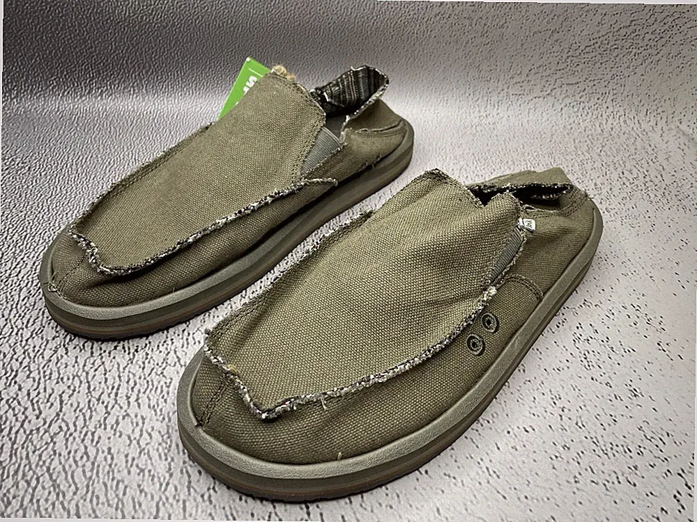 Sanuk Herren Vagabond St Hanf Grün Khaki Schuhe Größe US 12 UK 11 EU 45