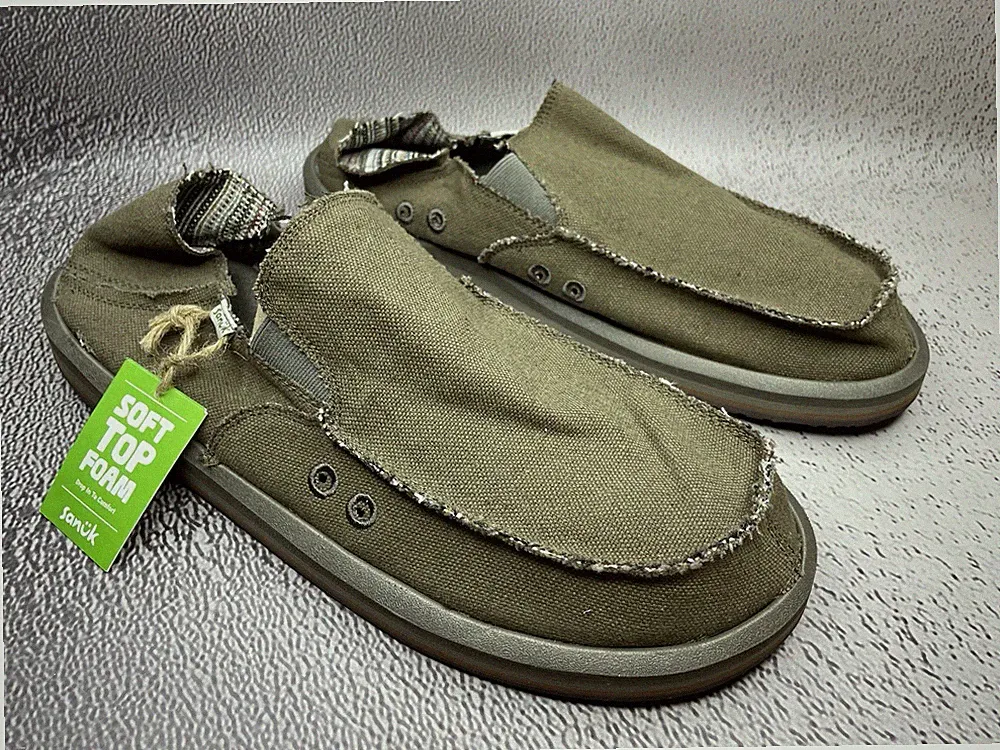 Sanuk Herren Vagabond St Hanf Grün Khaki Schuhe Größe US 14 UK 13 EU 47
