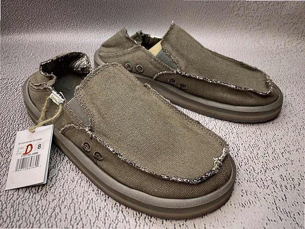 Sanuk Herren Vagabond St Hanf Grün Khaki Schuhe Größe US 8 UK 7 EU 41