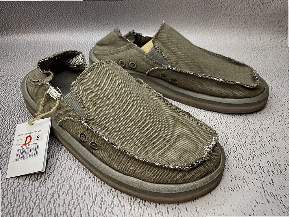 Sanuk Herren Vagabond St Hanf Grün Khaki Schuhe Größe US 8 UK 7 EU 41