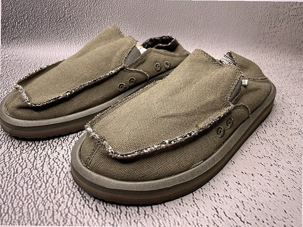 Sanuk Herren Vagabond St Hanf Grün Khaki Schuhe Größe US 9 UK 7 EU 42