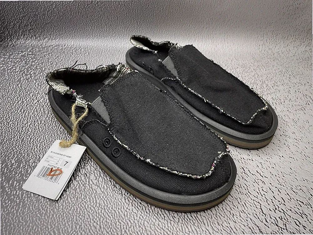 Sanuk Herren Vagabond St Hemp Schwarz Schuhe Größe US 7 UK 6 EU 40