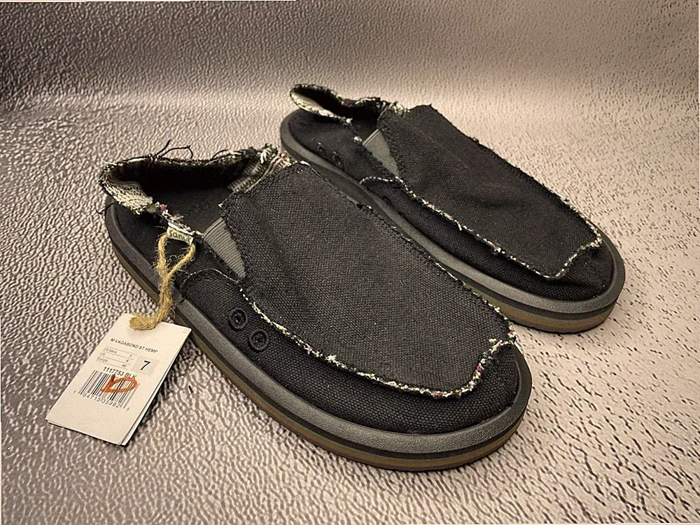 Sanuk Herren Vagabond St Hemp Schwarz Schuhe Größe US 7 UK 6 EU 40