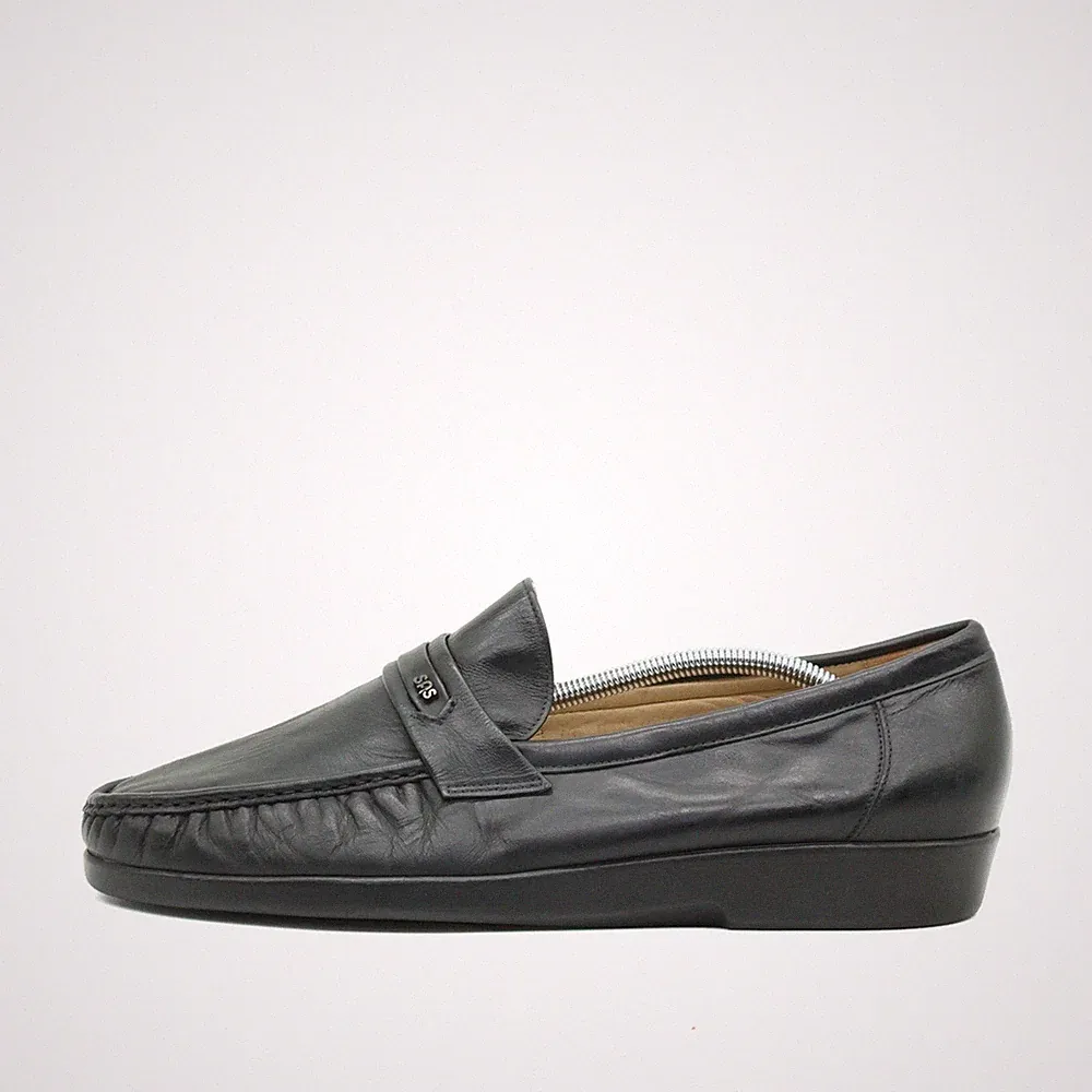 SAS Herren Penny Loafer Mokassin Schwarz Leder Premiumleder Komfort EU 47,5