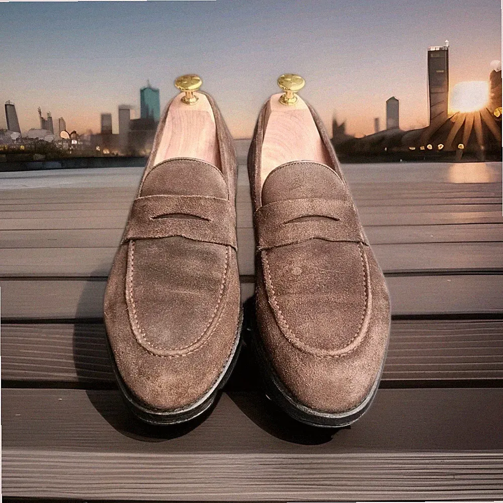SASSIVARI Classic Men's Penny Loafer darkbrown suede size 41 Herren Schuhe braun