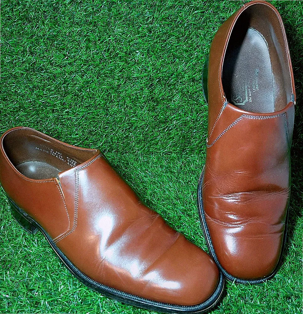 Saville Row Herren Formell Einfach Slipper Kastanie Hellbraun Halbschuhe Leder Schuhe Größe 8