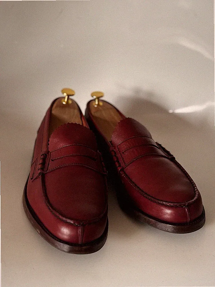 Saxone Loafer In Burgunderrot Leder 44,5 UK 10,5