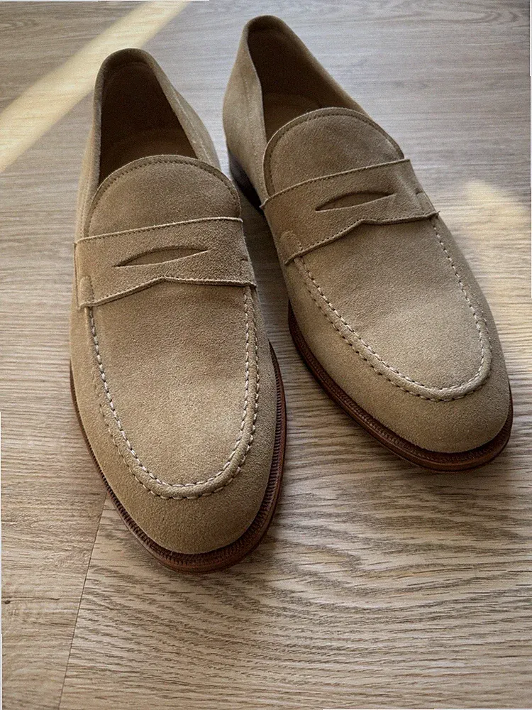 Scarosso Loafer „Stefano“ Herren, Größe 43, Velourleder beige